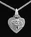 Sterling Silver necklace for Birth or Christening, featuring a small heart engraved with the words "Guardian Angel Protect Me" and an angel on the reverse.