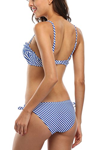 CharmLeaks Damen Bikini Set Mit Bügel Und Schalen Cups Push Up Bikini Streifen Abnehmbare Träger - 2