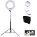 Produktbild HWAMART ® (LEDKIT) 17.7inches / 45cm 96W Dimmable zweifarbige 3200-5500K Macro LED Video Ring Licht Lampe Make-up Spiegel Smartphone Halter für Canon Nikon Sony Kamera Fotografie Studio mit Tasche Stand / Stativ
