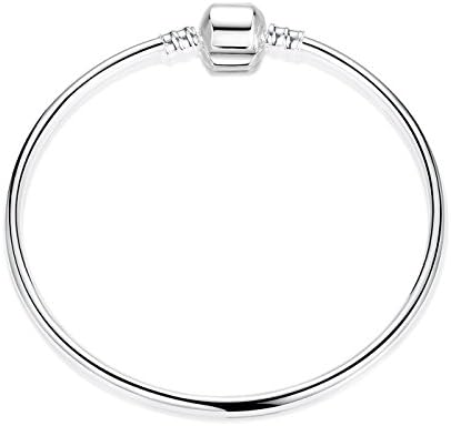 Yeshion Silver Plated Snake Chain Bracelet Bangles For DIY Charm Beads (PA9008-Diameter:6.5CM)