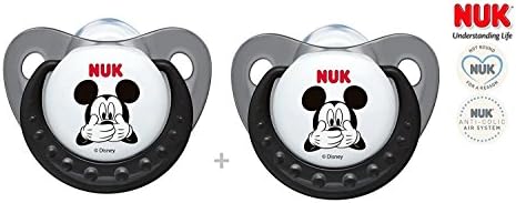 NUK "MICKEY MOUSE" Nr. 10.735.702 - 2x Anatomical Silicone Pacifier Soother Dummy/ GREY(6-18m+)
