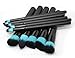 INMOZATA 10PCS Professional Premium Kabuki Makeup Brush Set Foundation Blending Blush Eyeshadow Face Powder Brush Makeup Brush Kit Black Blue