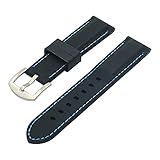 Gummiuhrenarmband 24mm glatt sportlich Silikon vernäht Uhrarmband Bandgurt mit Edelstahl Schnalle