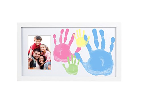 Pearhead 81016 Family Handprint Frame, Bilderrahmen für Handabdrücke der ganzen Familie, weißŸ