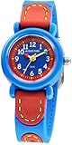 Jacques Farel Kinderuhr für kleine Kinderarme blau/rot KFW 1000
