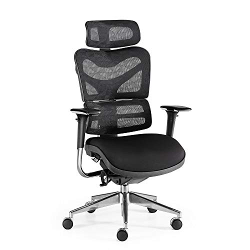 Silla Ergonómica LYRA, Respaldo Alto y Soporte Lumbar, con Cabecero Regulable
