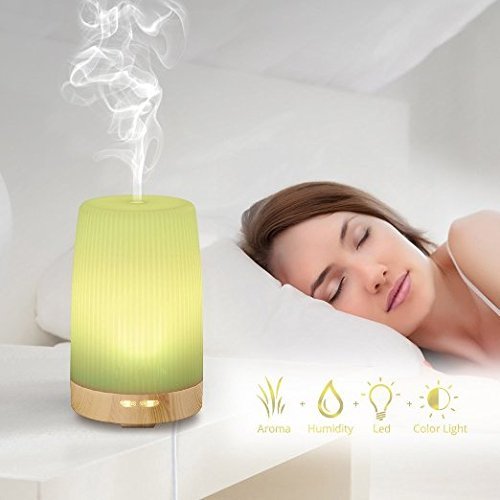 Euph 100ml Aroma Diffuser Aromatherapie Diffuser Nebel Luftbefeuchter Ultraschall Luftbefeuchter mit LED Farbwechsel ohne Lärm für Yoga Kinderzimmer Schlafzimmer Büro usw. -Weiß - 2