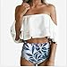 Produktbild QYS Frauen Zweiteiler Schulterfrei Rüschen Volants Crop Bikini Top mit Print Ausgeschnittenen Böden,Figure5,S