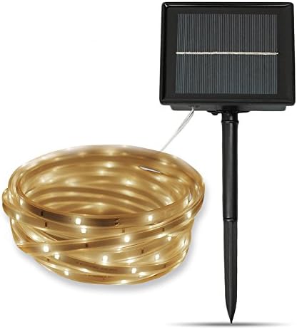 NEWNEN 16.4ft 12V Flexible LED Strip Lights, Solar Powered 3000K Warm White, 100 Units 3528 LEDs, IP68 waterproof, LED Tape for Holiday Party Outdoor Decoration (Warm White)