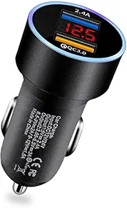 TANOSHII Fast Car Charger, 30W/5.4A(QC3.0+2.4A) Car Charger Adapter Dual USB Car Charger with LED Voltage for iPhone,redmi, Samsung, Dash Cam and More