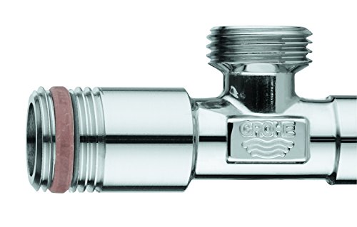 Grohe 22041000 Eckventil, für Einhandmischer mit angerauhtem Gewinde zum vereinfachten Eindichten, Wandanschluss 1/2 Zoll mit Schubrosette, Abgang 1/2 Zoll - 3