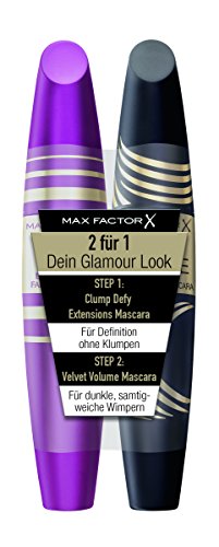 Max Factor Mascara Set, Clump Defy Extensions plus Velvet Volume False Lash Effect, 2er Pack (2 x 7 g)