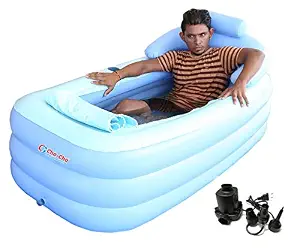 Cho-Cho Inflatable Bath Tubs for Adults SPA Bath Tub with Pump 5.2 Feet Blue ,Plastic ,Swimming Bathtub Spa with Electric Pump (Blue, 5.2 Feet)