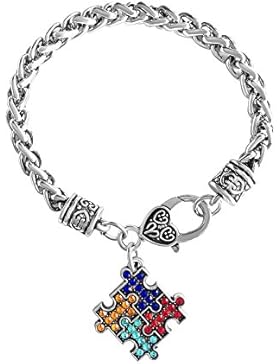 uniqueen Autismus Bewusstsein Puzzle Classic Square Kristall Charm Armband