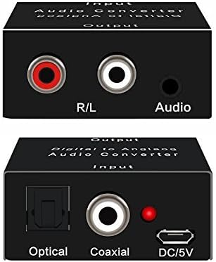 Digital Coax and Optical Toslink to Analog Audio Converter work for Le TV ,PS3, PS4, Xbox, Blu-ray Player, HD DVD, Apple TV,Home Cinema Systems, AV Amps, Etc (Black)
