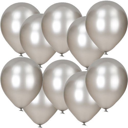 10er Packung Mit 12" Silber Metallisch Latex Ballons - 10er Packung Silber