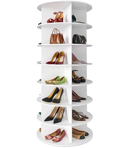 SpaceAid Scarpiera rotante Torre a 7 ripiani, Espositore per scarpe girevole Lazy Susan, Scarpiera girevole a 360° per riporre scarpe Giostra rotonda, Organizzazione verticale per borsette e scarpe