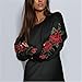 Price comparison product image LnLyin Women's Long Sleeve Hoodie Sweatshirt Sweater Floral Hooded Pullover Tops Coat,Black,M