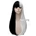 65cm Long Straight Heat Resistant Black Mixed White Anime Lolita Cosplay Wig+Cap