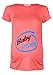 Happy Mama. Women's Maternity *Baby Inside* Top Shirt Tee Short Sleeve. 003p (Coral & Blue, UK 12/14)