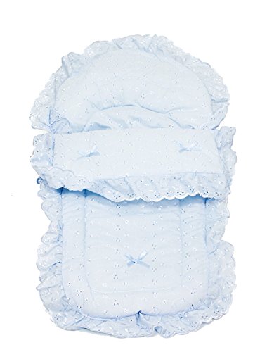 Broderie Anglais Baby Cosy Toes Footmuff Blue