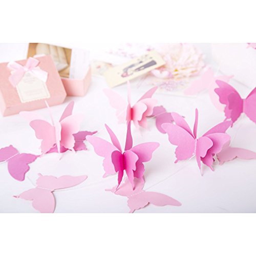 MagiDeal Papier Schmetterling Bunting Banner Girlande Hochzeit Zimmer hängen Dekor – Rosa, 2,8 m - 3