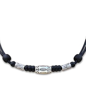 HANA LIMA ® Halskette mit Edelstahlperlen Lederkette Surferkette Herrenkette