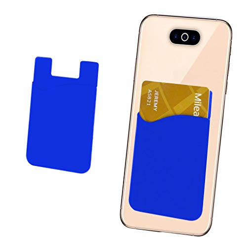i-Tronixs (Bleu Porte-Carte de crédit pour téléphone arrière, en Silicone avec adhésif 3M pour téléphone Intex Uday (Compatible avec iPhone/Android/tablettes)