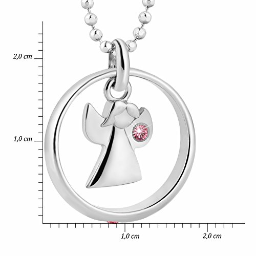 fish Mädchen Silber-Kette Sterling-Silber 925, Taufring Taufkette Taufgeschenk, Engel-Anhänger, Swarovski Elements rosa 38 cm, Geschenk-Set - 4