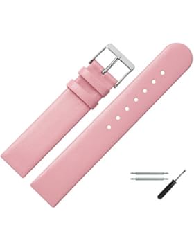 MARBURGER Uhrenarmband 16mm Leder Rose - Rindsleder - Inkl. Zubehör - Ersatzarmband, Schließe Silber - 7611643000120