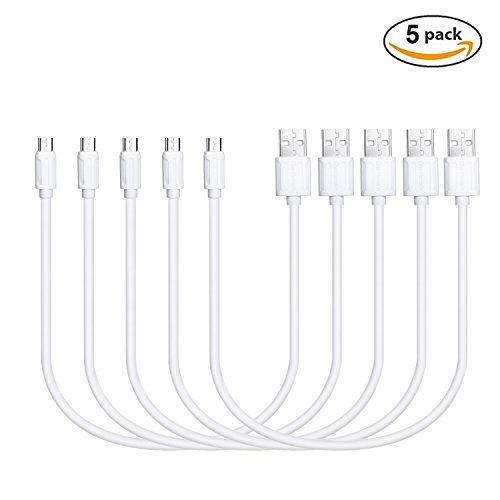 Mirco USB Synawire Kabel[ 5-Pack, 10 Inches]- kurz Ladekabel mit dem schnellesten Geschwindigkeit für Samsung, Nexus, LG, Motorola, Android Smartphones und Mehr— Weiß