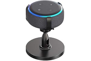 Aokicase Compatible with Alexa Echo Dot 3rd Holder Desktop Stand 360° Adjustable Speaker Accessory Rack, Space Saving for Kitchen, Bathroom and Bedroom (Alexa Echo Dot 3rd, Black)