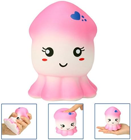Pochers® Cartoon Squid Squishy Cream Scented Slow Rising Cute Toy Stress Balls Squeeze Decompression Toys Kids Adults Gift For Stress Relief (Pink)