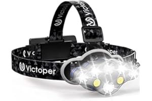 Victoper Torcia Frontale,2023 Aggiornato 18000 lumen 8 Modalità di illuminazione Lampada Frontale Impermeabile IPX5,Fascia Regolabile Torcia Frontale Ricaricabile da Corsa,Nero