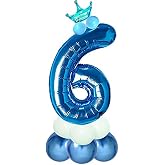 Shopperskart Blue 32 Inches Numbers 6 Shape Large Big Foil Helium Balloons For Party Decorations In Happy Birthday Anniversar