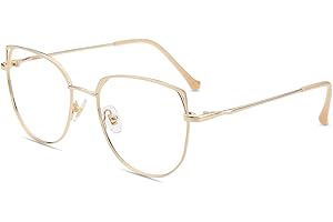 Firmoo Computer Brille Damen, Blaulichtfilter Brille ohne Sehstärke Entspiegelte Vollrand Metallbrille Arbeitsplatzbrille, Blaufilter UV Schutzbrille für Bildschirme