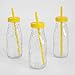 Produktbild (568) 3er Set Trinkflaschen im Wabenmuster mit Strohhalm 300ml farbiger Deckel ((568) Gelb)