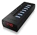 Produktbild Icy Box IB-AC6702 USB-Hub mit 7x USB 3.0 Ladeports, Ladestrom-Anzeige und 3x Ein-/Ausschaltern für USB-Ports, Aluminium (schwarz)
