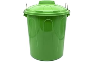 CABLEPELADO Cubo de Basura con tapa, Cubo basura Industrial, Cubo basura Plástico con asas metálicas, Contenedor residuos, 40 cm alto x 33 cm Diámetro superior, Capacidad 21 Litros, Verde