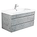 Produktbild Lomadox Badezimmer Waschtisch Set mit Unterschrank in Beton Optik - 90cm Waschbecken