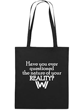 Comedy Bags - Have you ever questioned - WESTWORLD - Jutebeutel bedruckt, Baumwolltasche zwei lange Henkel aus...