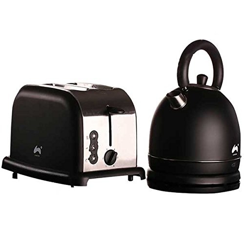 Comme Direct Ltd ? Grand dôme rapide bouillir bouilloire + 2 Slice Toaster Large fente Ensemble Noir/argent