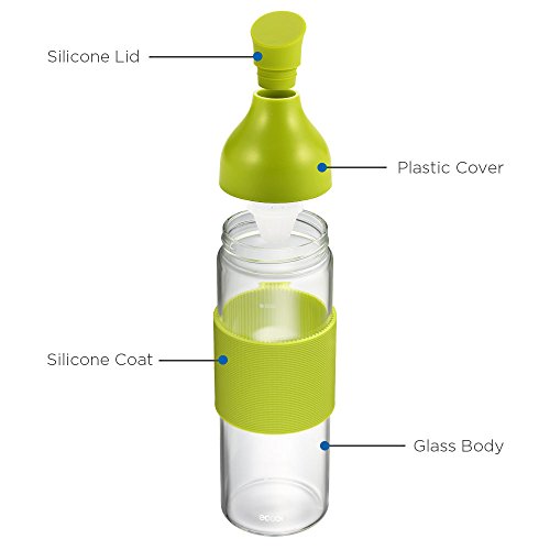 Ecooe Glaskaraffe 800ml Glas Wasserflasche aus Borosilikatglas Dickes Glas Wasserkrug mit Silikon Deckel Karaffe - 4