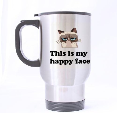 Funny This is my happy face Grumpy Cat Travel Mug
