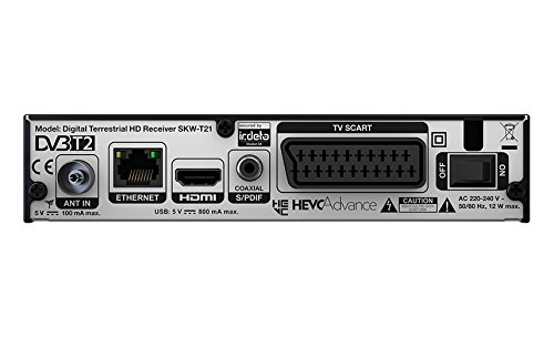 SKYWORTH SKW-T21 – DVB-T2 HD Receiver (für freenet TV) mit HDMI Kabel; HEVC Technologie, HDMI-, SCART-, USB-, Ethernet-, ANT IN-Anschluss, Fernbedienung, schwarz - 4