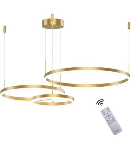TOT ELECTRIC Lampadario Sospeso LED 60W, 2 Cerchi Rotondi, Design Moderno, Bianco, Luce Naturale 4000K