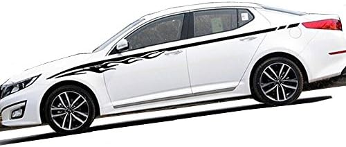 Lanxi® 2 Pcs Flame Fire Pattern Car Stickers Auto Waistline Graphic Decals 133 Inches (Black)