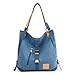 Produktbild JAGENIE Damen Fashion Rucksack Multifunktional Casual Schultertasche Canvas Reißverschluss Handtaschen, Canvas, blau, 35 x 11 x 35cm