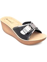 INBLU - Sandalias de vestir de piel sintética para mujer negro negro 39