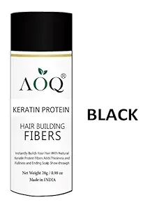 AOQ Organic Hair Building Fibers For Instant Style And Volumizing Natural Black Color 1 Unit 28 gm